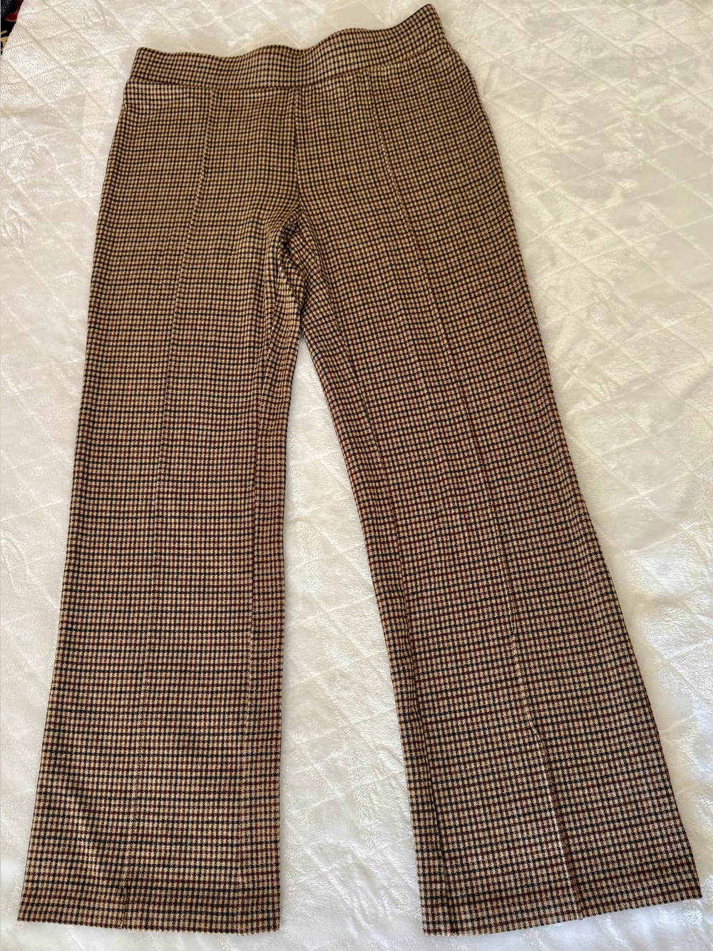 Truth by Republic Houndstooth Knit Ankle Pants - Brown Black